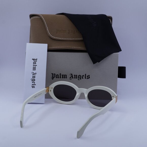 Palm Angels PERI094 HARMONY 0107 Oval Sunglasses - White/Grey main image 5